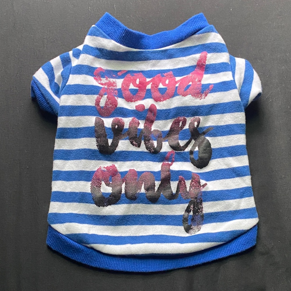 Good Vibes Only Blue & White Striped dogs Top